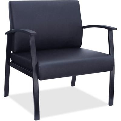 Lorell 68557 Guest Big & Tall Chair, Leather, 24" x 25" x 35-35-1/2", Black LLR68557
