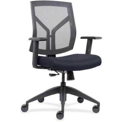 Lorell 83111A204 Mid-back Chair, Mesh Back, 26-1/2" x 25" x 45", Dark Blue Fabric LLR83111A204