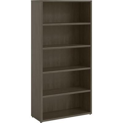 Lorell PBK3469GE Prominence 2.0 Gray Elm Laminate Bookcase - 34" x 12" x 48" , 1" Top, 0.1" Edge - 5 Shelve(s) - Material: Laminate Surface, Particleb