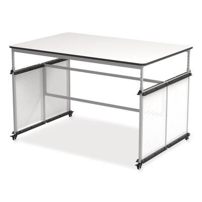 Luxor MBS Classroom Science Lab Makerspace Table, Rectangular, 60.25 x 39.25 x 38, White Top, Gray Base/Legs (LXODTTB001)