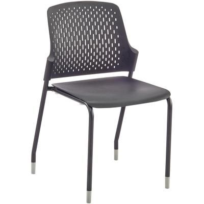 Safco Next Stack Chair, Black Polypropylene Seat, Black Polypropylene Back, Tubular Steel Frame, Four-legged Base, 4/Carton (SAF4287BL)