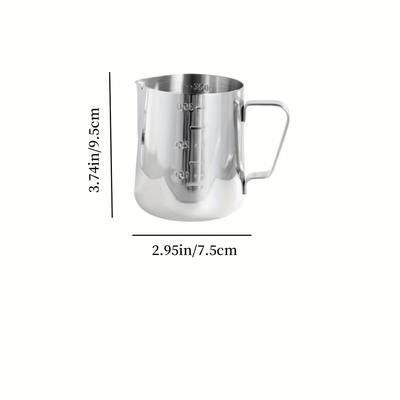 TEMU Stainless Steel Cup With Measurement Marks, Large Capacity Milk Frothing Pitcher For , Cappuccino, And Iced Tea - In 350ml, 600ml, 900ml