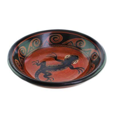 Gecko,'Gecko Motif Ceramic Decorative Bowl from Costa Rica'