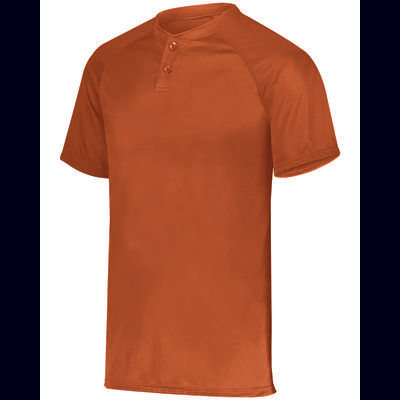 Augusta Sportswear AG1566 Athletic Youth Attain Wicking Two-Button Baseball Jersey T-Shirt in Orange size Small | Polyester 1566