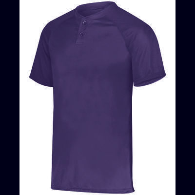 Augusta Sportswear AG1566 Athletic Youth Attain Wicking Two-Button Baseball Jersey T-Shirt in Purple size Medium | Polyester 1566