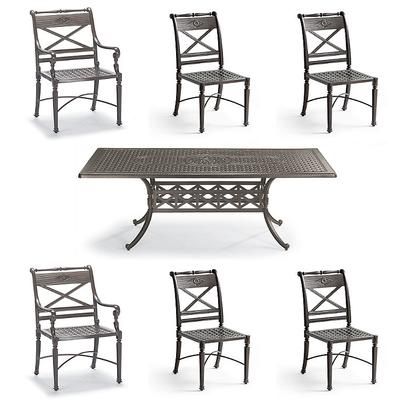 Carlisle 7-pc. Cast-Top Rectangular Dining Set In Slate Aluminum With Side Chairs - Frontgate