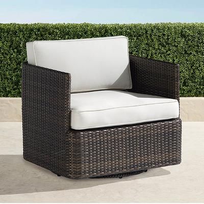 Pasadena Swivel Lounge Chair in Bronze Wicker - Standard, Rain Sailcloth Seagull - Frontgate
