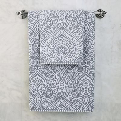 Nyah Damask Bath Towels - Chambray, Hand Towel in Chambray - Frontgate