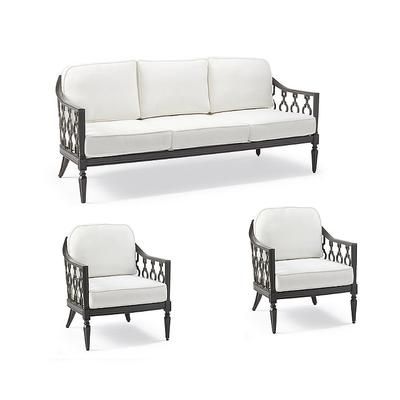 Avery 3-pc. Sofa Set with Two Lounge Chairs in Slate Aluminum - Sunbrella Rain, Rain Sand - Frontgate