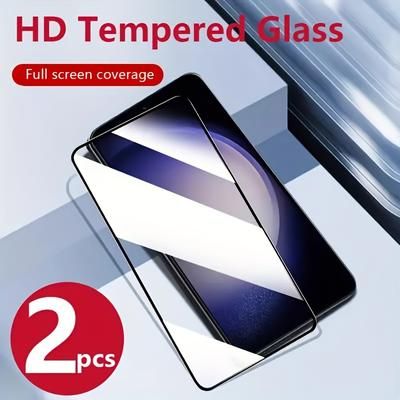 TEMU 2pcs Value Package S24 Ultra, High- Tempered Glass Screen Protector, Supports Unlocking, No Bubbles, 9h+ Protection, Suitable S24, Enjoy , Anti-static And Dust-proof