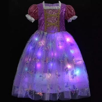 Principessa Fiaba Sofia Abito da damigella Costume per festa a tema Abiti in tulle Costume di Carnevale Luce a LED for Ragazze Bambini Halloween Carnevale martedì grasso Feste Performance Palcoscenico