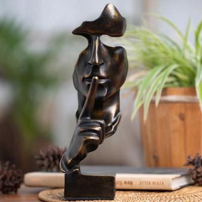 Silent Gold,'Inspirational Dark Golden Resin Sculpture Crafted in Java'