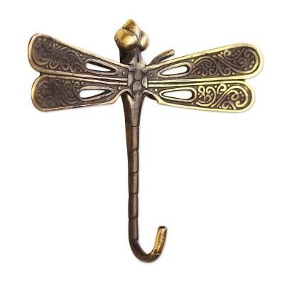 Golden Dragonfly,'Hand Cast Bronze Dragonfly Wall Hook'