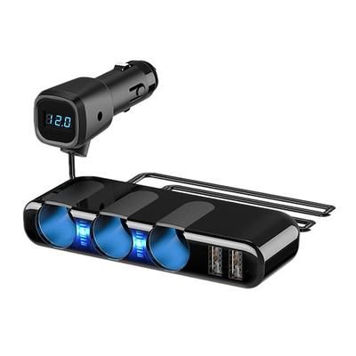Presa accendisigari per auto a 3 vie, splitter per caricabatteria da auto USB doppio, adattatore splitter da 5 V 3,5 A 120 W, presa accendisigari universale con luci a LED, adatta per telefoni, GPS,