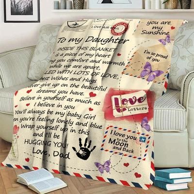 TEMU Flannel 'to My Daughter' Blanket - Dad To Daughter Gift With Message, Cozy Throw For Couch, Bed, Or Camping