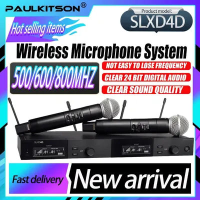 Paulkitson Dual Channel SLXD4D/B58 Wireless Handheld Microphone Digital High-End Professional Live Streaming Dynamic Microphone