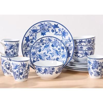 Goodale Vintage Blue 16-Pc. Stoneware Dinnerware Set by Martha Stewart in Vintage Blue