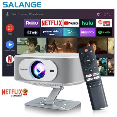 Salange P92MAX Android13 Smart Projector Netflix Officially Licensed HD 1080P BT5.2 WiFi 12000L Elec Focus Auto Keyston 4K Movie