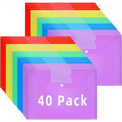 TEMU 40pcs A4 Popper Wallet - Document Wallets A4 Plastic Folders With Popper Folder Coloured Plastic Folders For A4