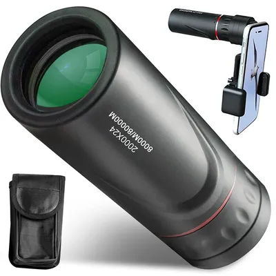 Télescope monoculaire mise à niveau 2000X24 HD monoculaires pour adultes avec adaptateur de téléphone jumelles monoculaires de poche pour cadeaux d'observation des étoiles