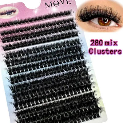 280Ps DIY 5D Fluffy Lash Clusters 80D Thick Eyelash Clusters D Curl Wispy Individual Lashes 8-18mm Cluster Eyelash Extensions
