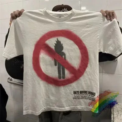 JOURS BEFORE RODEO Cactus Jack T-shirt hommes femmes à manches courtes lavé hauts blancs T-shirt