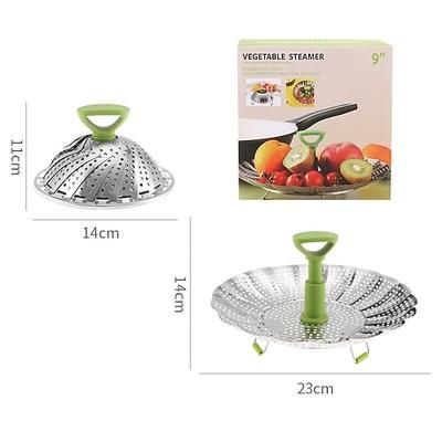 cestello per cottura a vapore di verdure per cucinare cibo, cestello per cottura a vapore di verdure in acciaio inox per pentola, inserto per cottura a vapore pieghevole ed espandibile con manico
