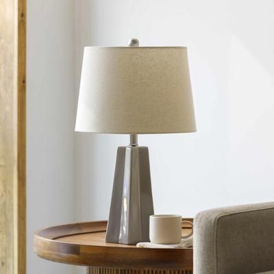 Asalatganj 22"H x 13"W x 13"D Modern Gray/Beige/White/Metallic Silver/Metallic - Nickel/Black Table Lamp - Boutique Rugs