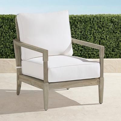 Winhill Lounge Chair with Cushions in Weathered Teak - Quick Dry, Sailcloth Cobalt - Frontgate