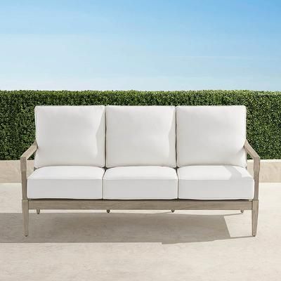 Winhill Sofa with Cushions in Weathered Teak - Standard, Vista Boucle Vanilla - Frontgate