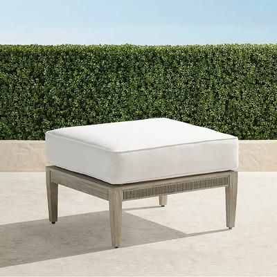 Winhill Ottoman with Cushions in Weathered Teak - Quick Dry, Sailcloth Aruba - Frontgate