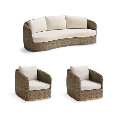 Santa Barbara Seating Replacement Cushions - Swivel Lounge Chair, Sunbrella Rain, Rain Black - Frontgate