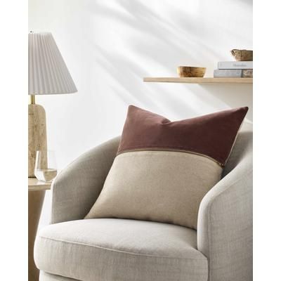 Corine 18" Square Cotton Chestnut/Cream/Gold Throw Pillow - Boutique Rugs