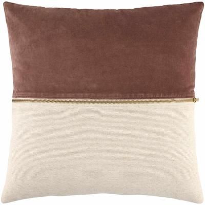 Corine 22" Square Cotton Chestnut/Cream/Gold Throw Pillow - Boutique Rugs