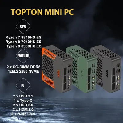 Mini PC AMD Ryzen 7 7840HS ES 6800H ES 64GB DDR5 1TB M.2 SSD Desktop Computers Support 4K Dual HDMI Display/WiFi6/USB3.2/Office
