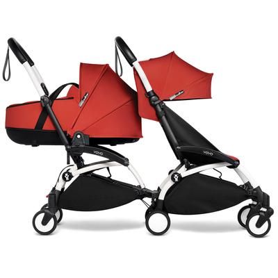 Babyzen YOYO Connect Double Stroller Bassinet / 6+ Bundle - White / Red