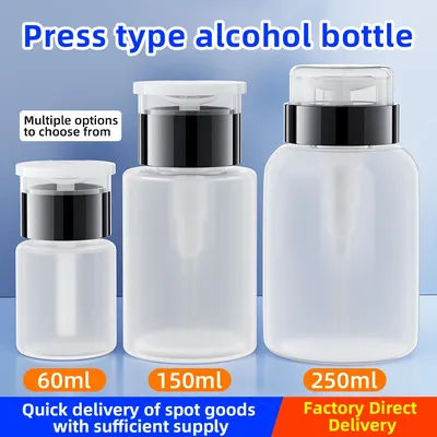60/150/250mlEmpty alcohol bottles Refillable Press Pump Bottle Clear Dispenser Liquid Container Remover Cleaner Tools Accessory