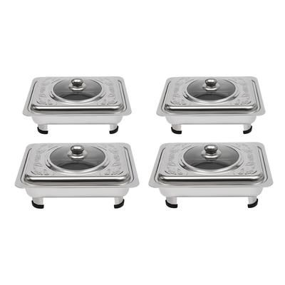 TEMU Set Of 4 Small Food Warmers With Embossed Lid, Measuring 33.5*27.5cm