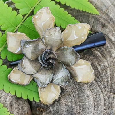 'Resin-Coated Natural Gardenia Flower Hair Clip from Thailand'