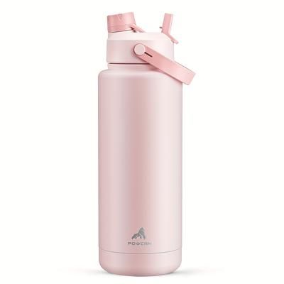 TEMU Powcan 40oz Stainless Steel Water Bottle With Straw And Spout Lid, Leak-proof, Double Wall Insulated, Only, Round Shape For Sports, Gym, Travel, School, Insulated Water Bottle
