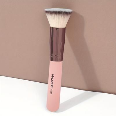 TEMU Maange Soft Nylon Bristle Flat Top Foundation Brush - Portable, Travel-friendly Makeup Brush For Beginners, Ideal Gift For Women, Day, School & Everyday Use, Makeup Brushes And Accessorie