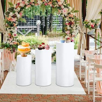 Dessert Cylindrique de Mariage, Table à Dessert, Accessoires de Décoration de ix, Ensemble de Trois Pièces, Intervalles, Couvertures de Piédestal, E27