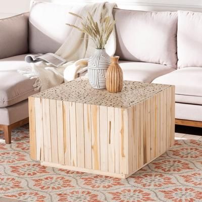 Augusta Bohemian Natural Teak Wood Coffee Table with Unique Repurposed Wood Logs by Wholesale Interiors INC in Natural (Size ONE SIZE)