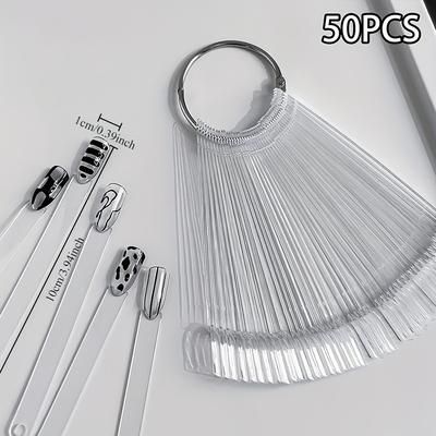 TEMU 50pcs Of False Nail Display Stand In A Fan Shape, Designed For Showcasing Gel Polish And Practicing Nail Art.