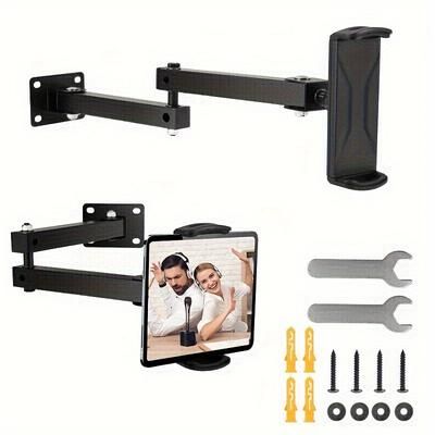 TEMU 1pc Sportuli Universal Tablet Wall Mount Bracket - Adjustable For 4.7-12.9 Inch Ipads & More, Sturdy Iron Construction, Ideal For Business & Home Use, Secure & Viewing, Wallmounts For Tablets