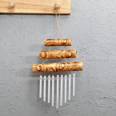 'Tropical-Inspired Bamboo and Aluminum Wind Chime from Bali'