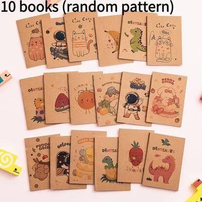 TEMU 10pcs Mini Notebooks With Vibrant Cartoon Covers - Portable Pocket Diaries For School, Office, & Gifts - Assorted Cute Designs, Cute Notebook