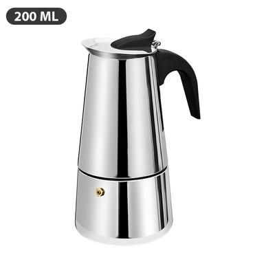 TEMU 1pc 100ml (2 Cups)/200ml (4 Cups)/300ml (6 Cups) Mocha Pot Stainless Steel Mocha Coffee Pot Portable Mocha Pot Coffee Shop Classic Silver