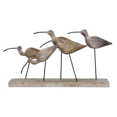 Birds 13"L x 7"H Wood/Metal by Melrose in Brown