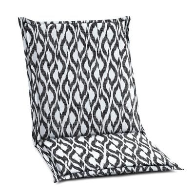 BH Outdoor Performance Flanged Hinged Cushion by BrylaneHome in Black Ikat Patio Chair Outdoor Seat Pad